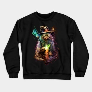 Portrait of a Wizard Cat Painting Crewneck Sweatshirt